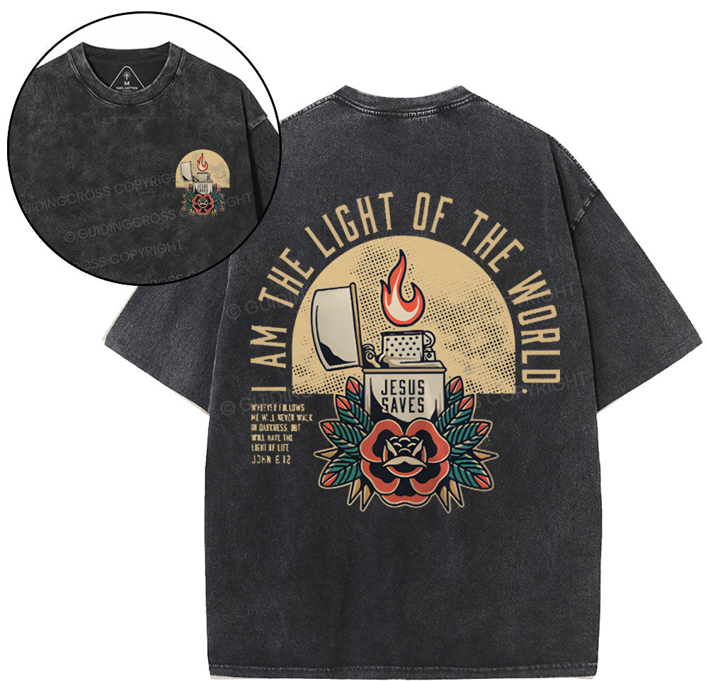 I Am The Light Of The World Christian Washed T-Shirt Sale - GuidingCross
