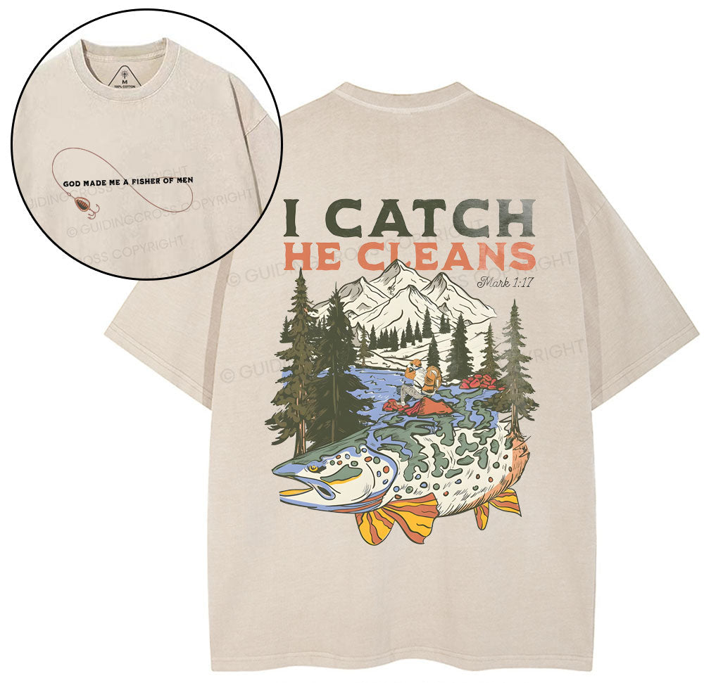 I Catch He Cleans Christian Washed T-Shirt Sale - GuidingCross
