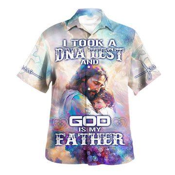 UniJames I Took A Dna Test And God Is My Father Hawaiian Shirt - Jesus Holding Child Hawaiian Shirts For Men And Women - Christian Hawaiian Shirt