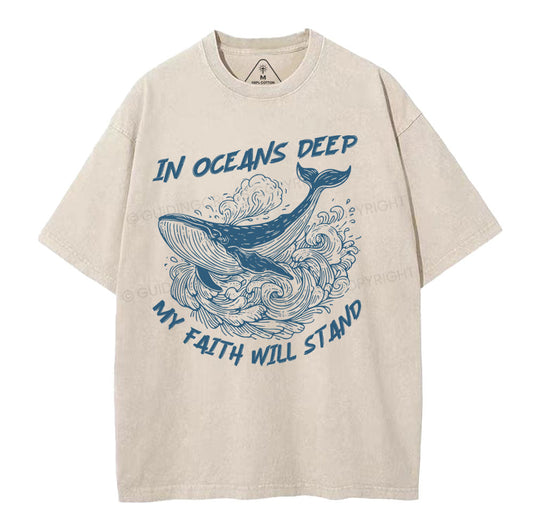 In Oceans Deep My Faith Will Stand Christian Washed TShirt  