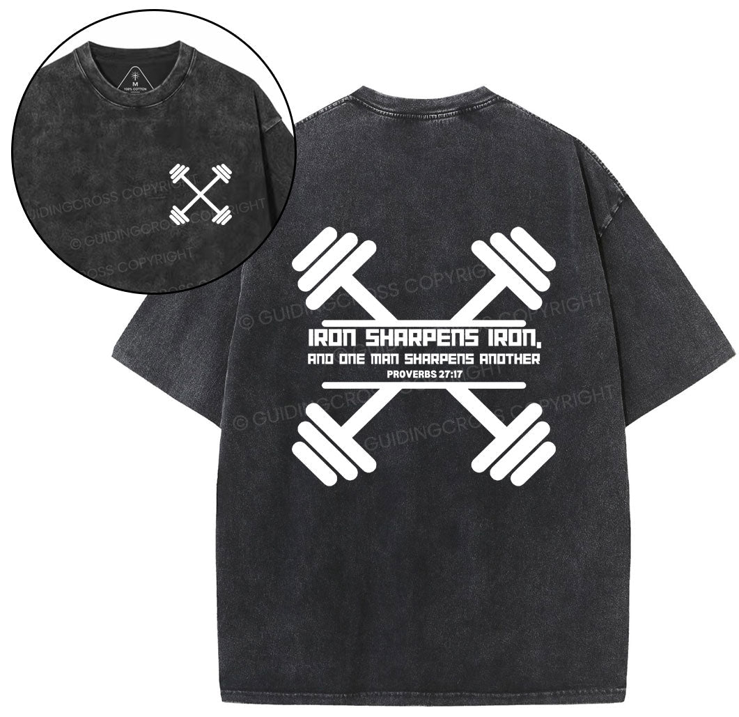 Iron Sharpens Chirstian Washed T-Shirt Sale - GuidingCross
