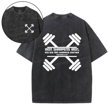 Iron Sharpens Chirstian Washed T-Shirt Sale - GuidingCross