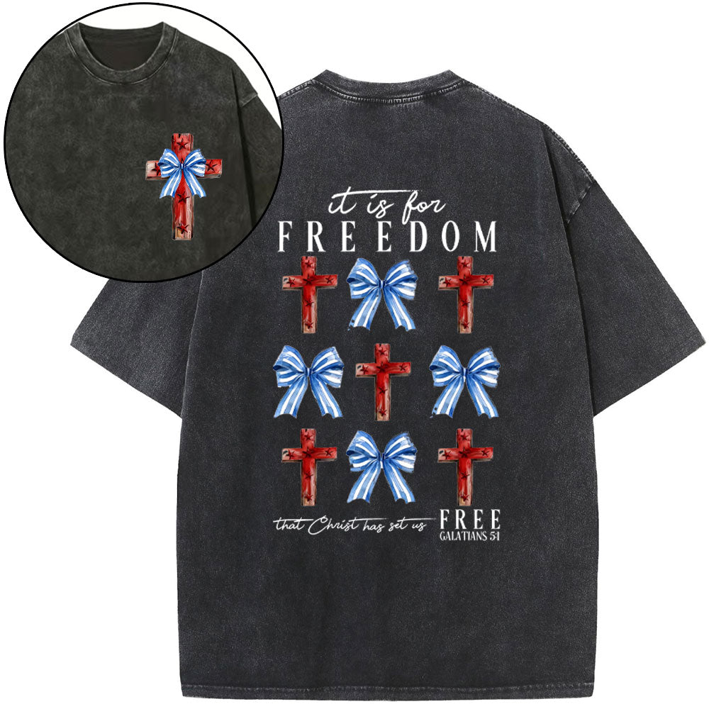 It Is For Freedom Christian Washed T-Shirt Sale - GuidingCross