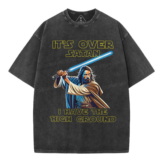 It's Over Satan Chrsitian Washed T-Shirt Sale - GuidingCross