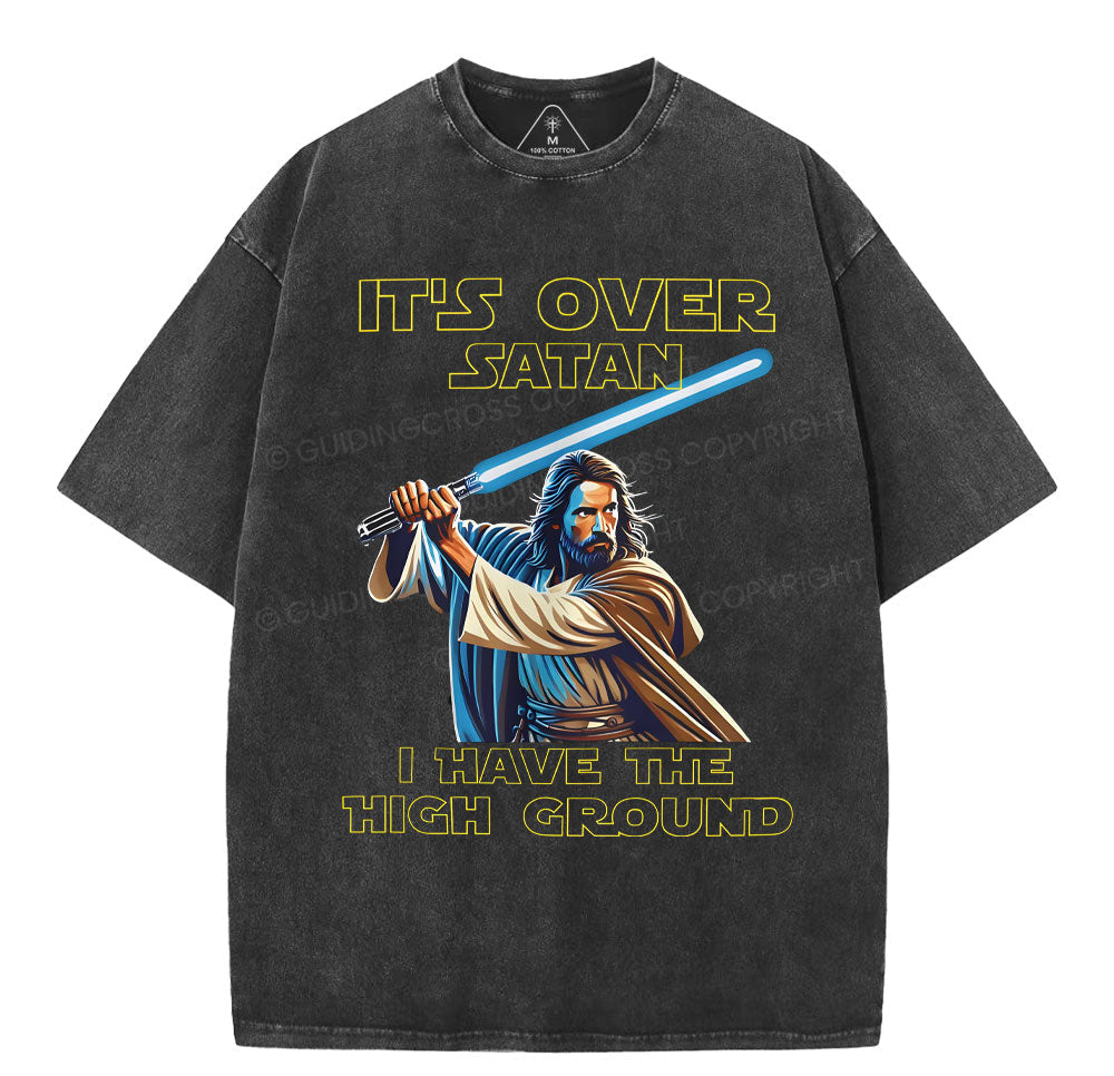 It's Over Satan Chrsitian Washed T-Shirt Sale - GuidingCross
