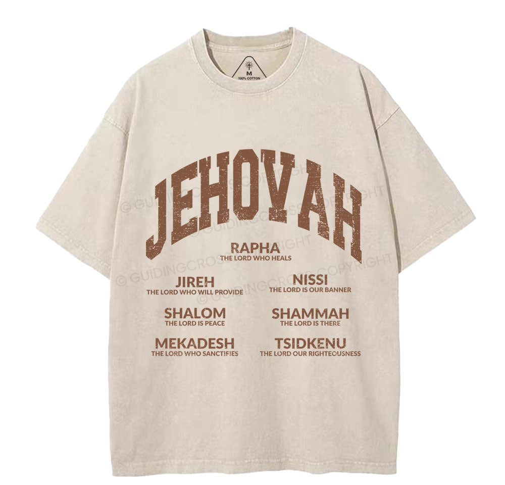 JEHOVAH Christian Washed T-Shirt Sale - GuidingCross