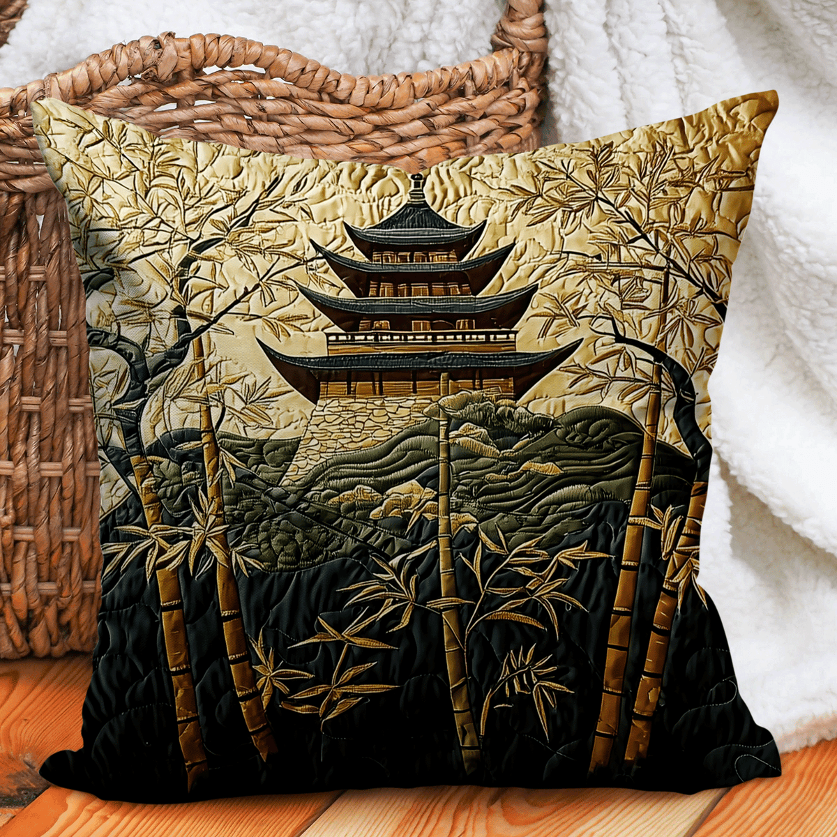 Japanese Pagoda Golden Path Quilted Pillow Case NCU0DV6399