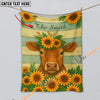 UniJames Sunflower Cattle On Farm Personalized Name Blanket