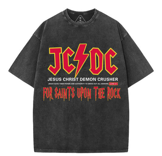 Jesus Christ Demon Crusher Christian Washed T-Shirt Sale - GuidingCross