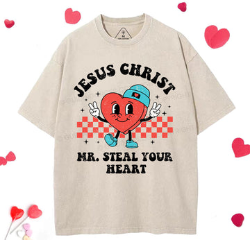 Jesus Christ Mr. Steal Your Heart Christian Washed TShirt  