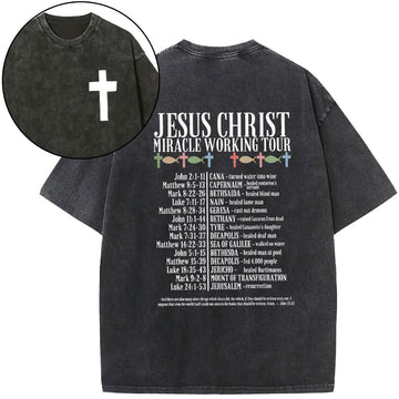 Jesus Chrsit Miracle Working Tour Christian Washed T-Shirt Sale - GuidingCross