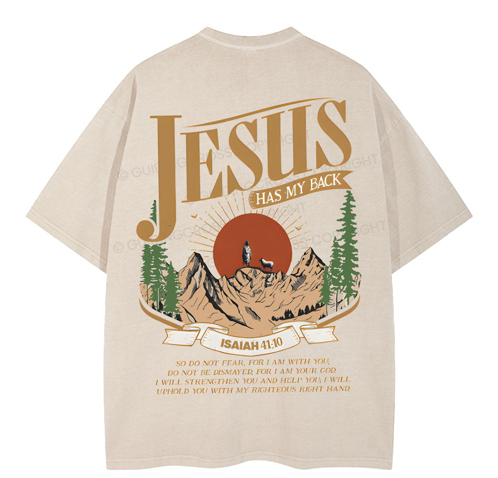 Jesus Has My Back Christian Washed TShirt  