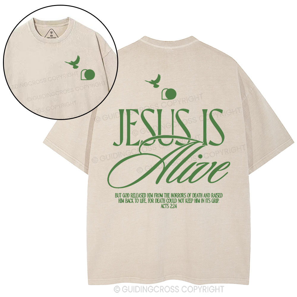 Jesus Is Alive Christian Washed T-Shirt Sale - GuidingCross
