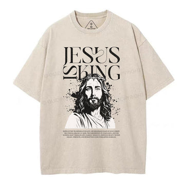Jesus Is King Christian Washed TShirt  