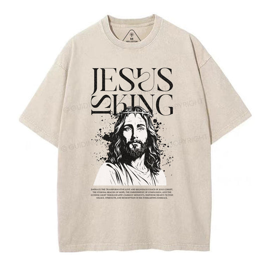 Jesus Is King Christian Washed TShirt  