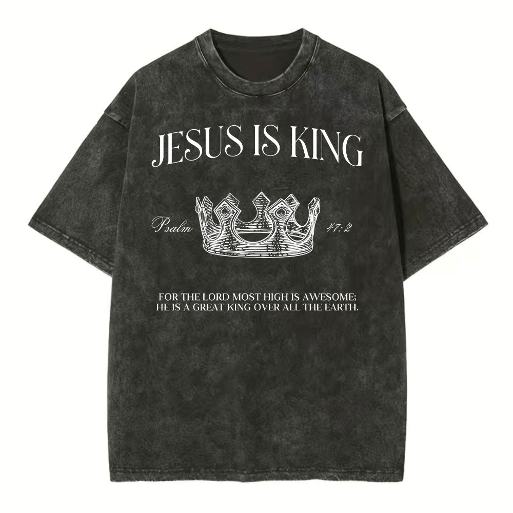 Jesus Is King Christian Washed TShirt  