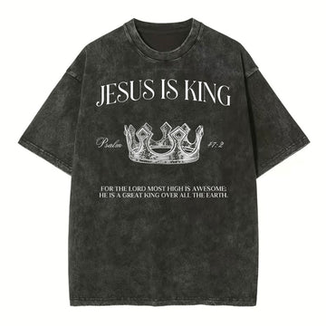 Jesus Is King Christian Washed TShirt  