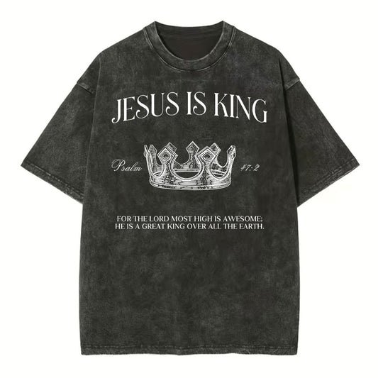 Jesus Is King Christian Washed TShirt  