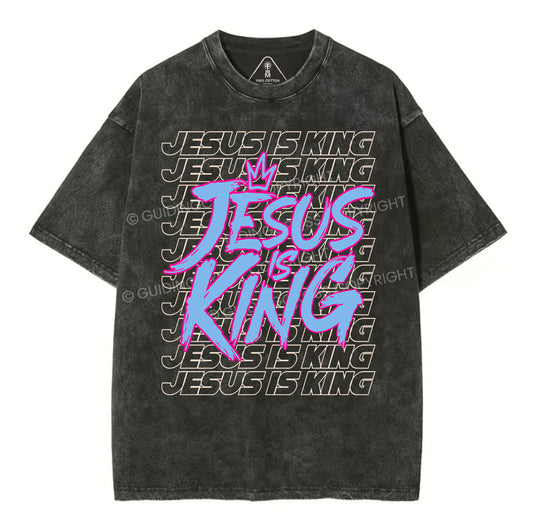 Jesus Is King Christian Washed TShirt  
