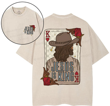 Jesus Is King Christian Washed TShirt  