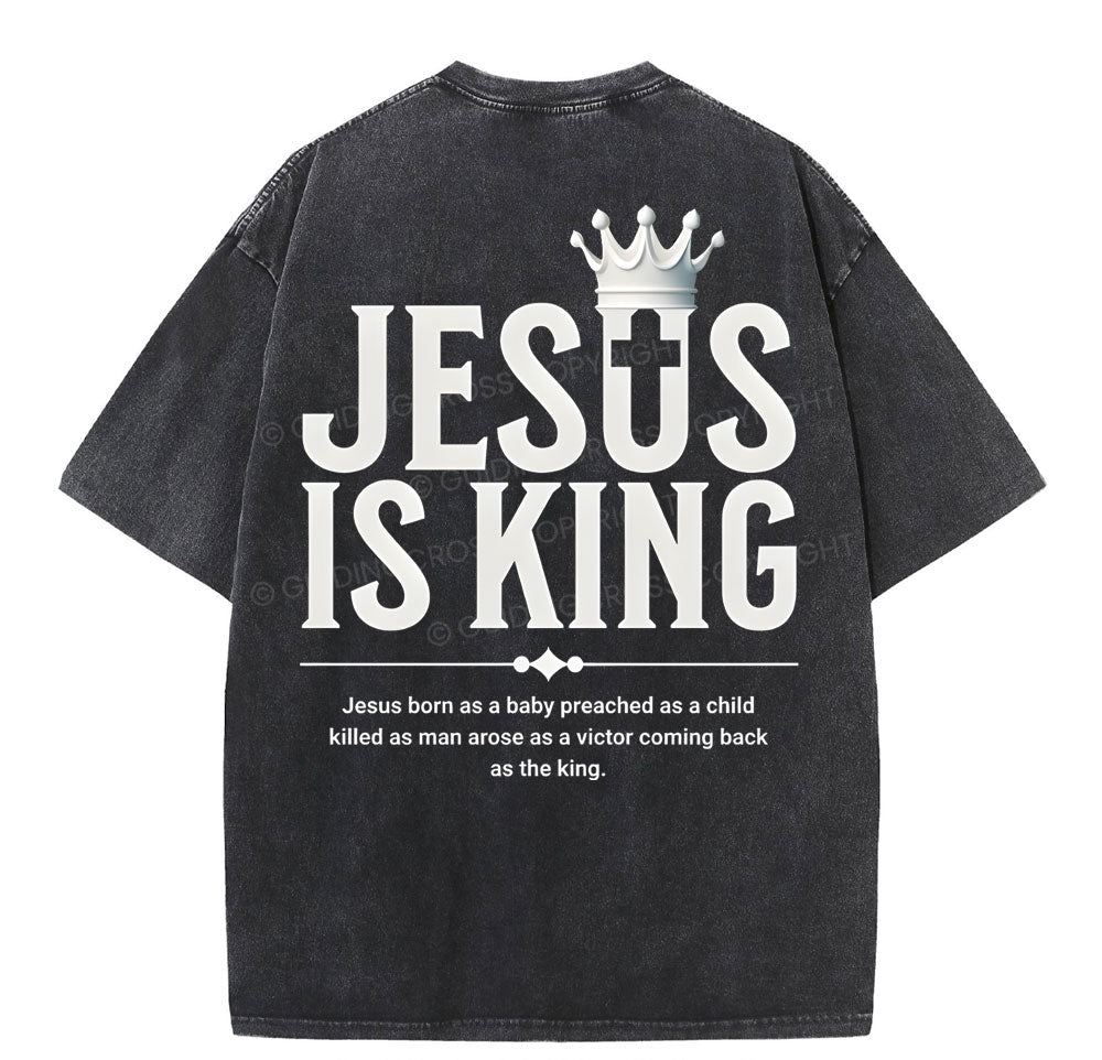 Jesus Is King Christian Washed TShirt  