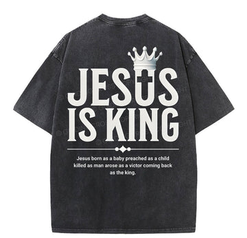 Jesus Is King Christian Washed TShirt  