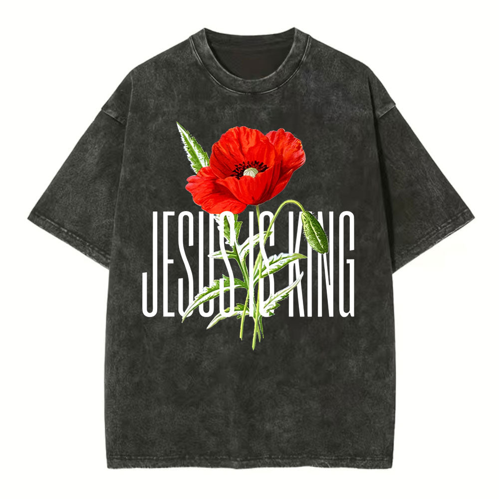 Jesus Is King Christian Washed T-Shirt Sale - GuidingCross