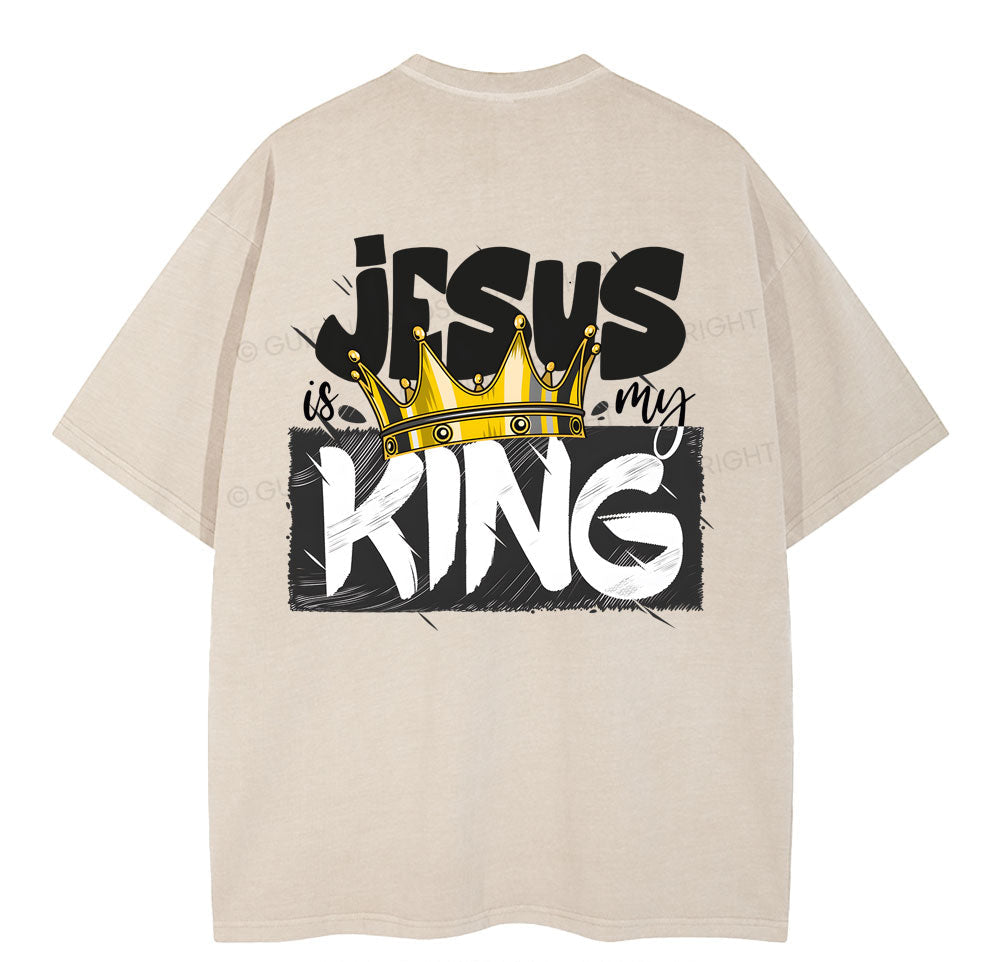 Jesus Is My King Christian Washed T-Shirt Sale - GuidingCross