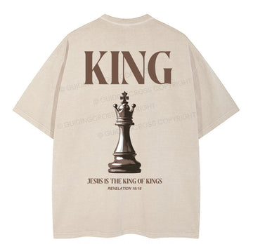 Jesus Is The King Of Kings Christian Washed T-Shirt Sale - GuidingCross