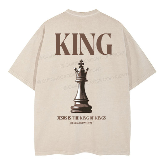 Jesus Is The King Of Kings Christian Washed T-Shirt Sale - GuidingCross