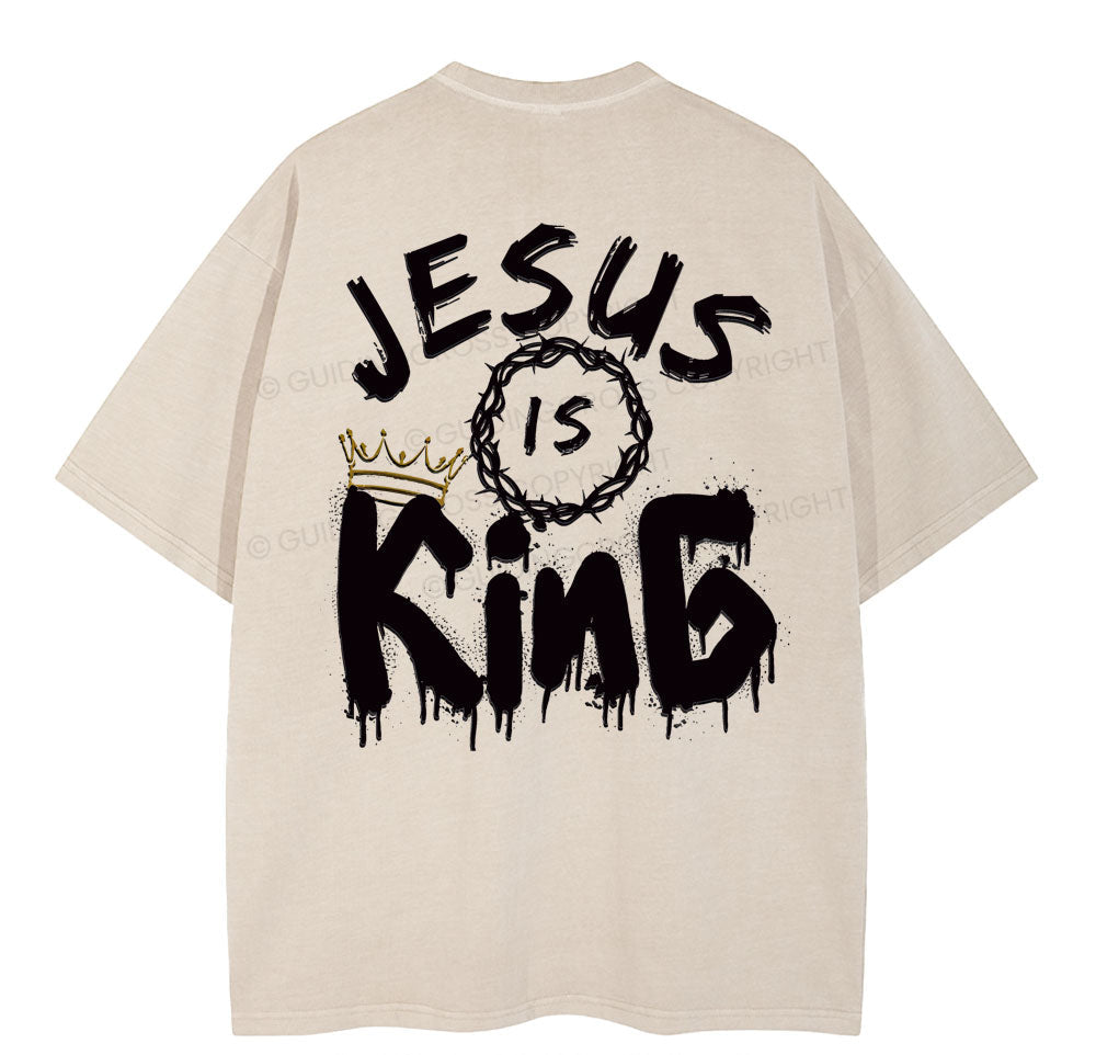 Jesus Is king Crown Christian Washed T-Shirt Sale - GuidingCross
