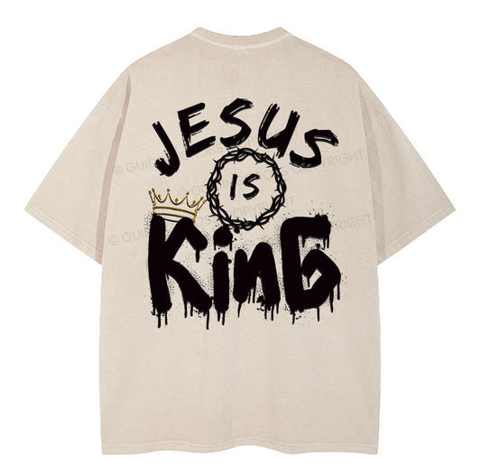 Jesus Is king Crown Christian Washed T-Shirt Sale - GuidingCross