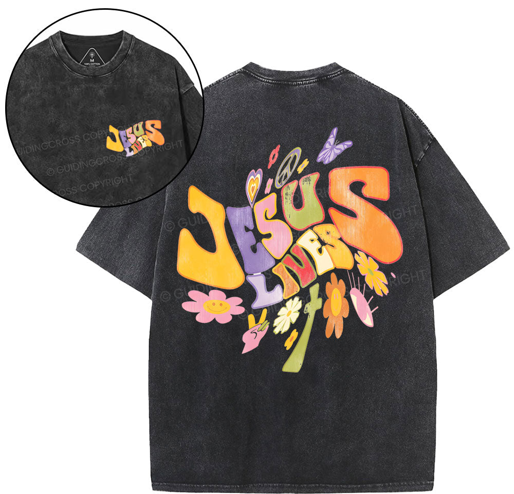 Jesus Lives Christian Washed TShirt  