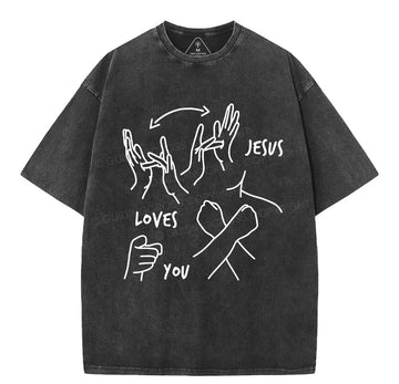 Jesus Love You Christian Washed TShirt  
