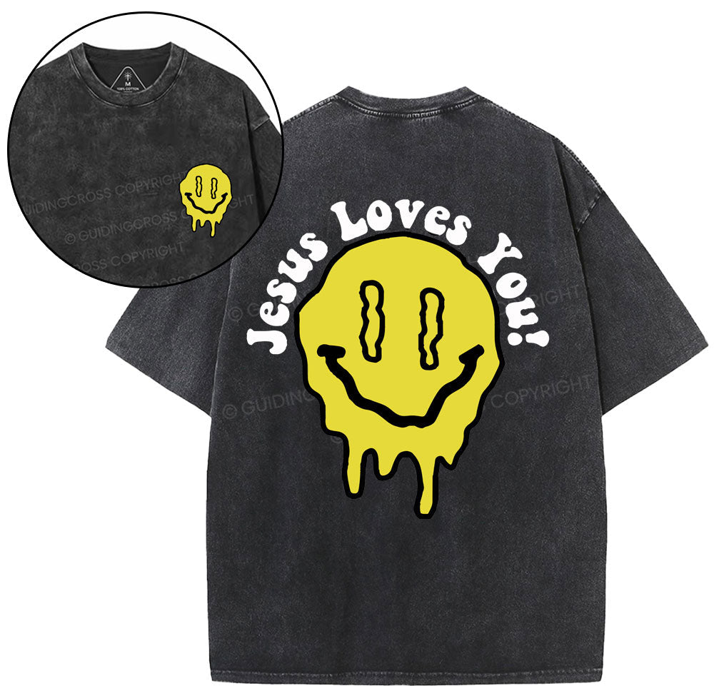 Jesus Loves You Christian Washed TShirt  