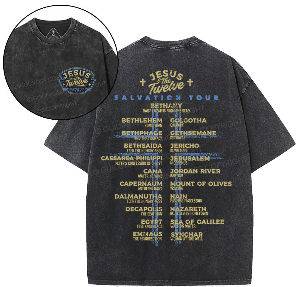 Jesus Salvation Tour Chrsitian Washed T-Shirt Sale - GuidingCross