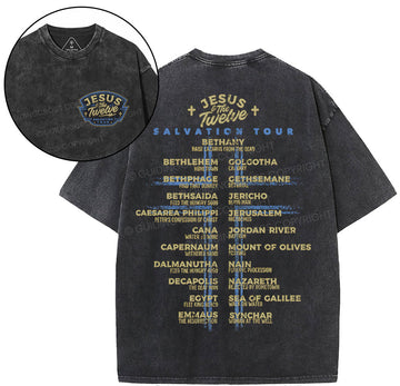 Jesus Salvation Tour Chrsitian Washed T-Shirt Sale - GuidingCross