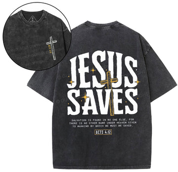 Jesus Saves Chirstian Washed T-Shirt Sale - GuidingCross