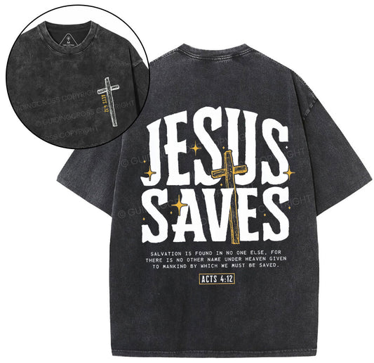 Jesus Saves Chirstian Washed T-Shirt Sale - GuidingCross