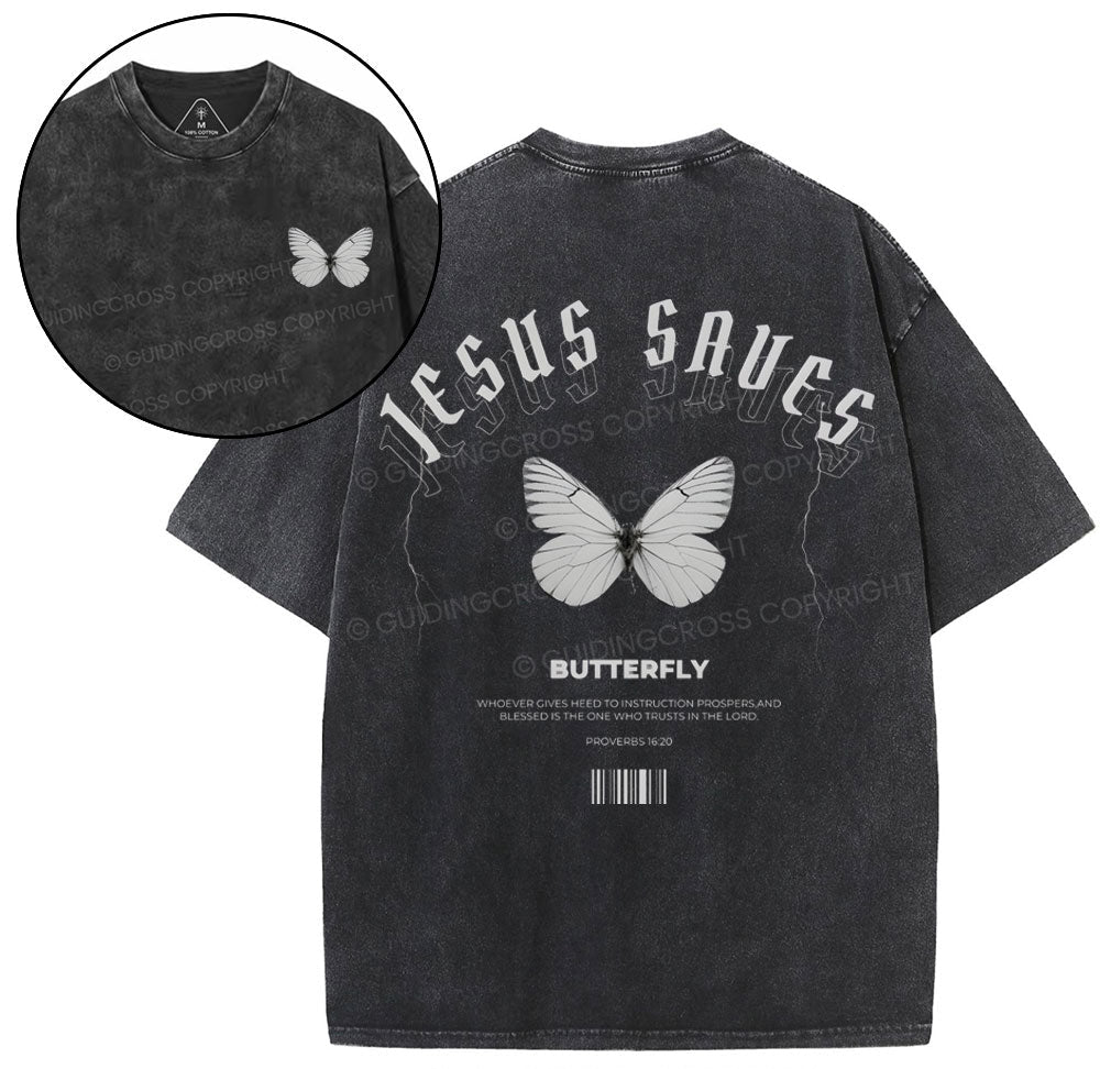 Jesus Saves Christian Washed TShirt  
