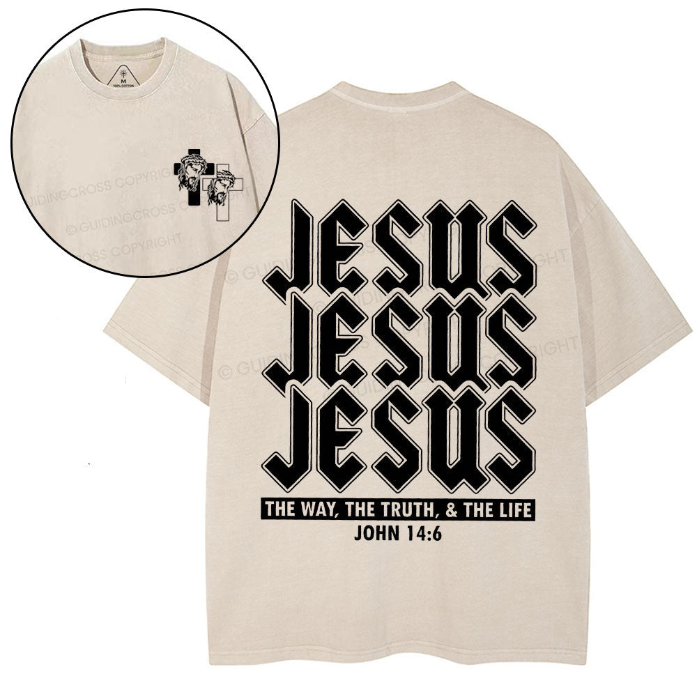 Jesus The Way Christian Washed TShirt  