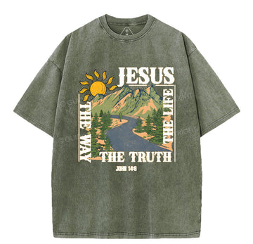Jesus The Way The Life The Truth Christian Washed T-Shirt Sale - GuidingCross
