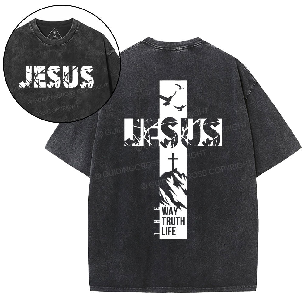 Jesus The Way The Truth And The Life Christian Washed T-Shirt Sale - GuidingCross