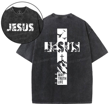 Jesus The Way The Truth And The Life Christian Washed T-Shirt Sale - GuidingCross
