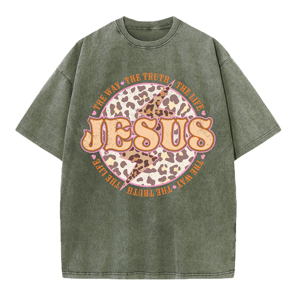 Jesus The Way The Truth The Life Chrsitian Washed T-Shirt Sale - GuidingCross