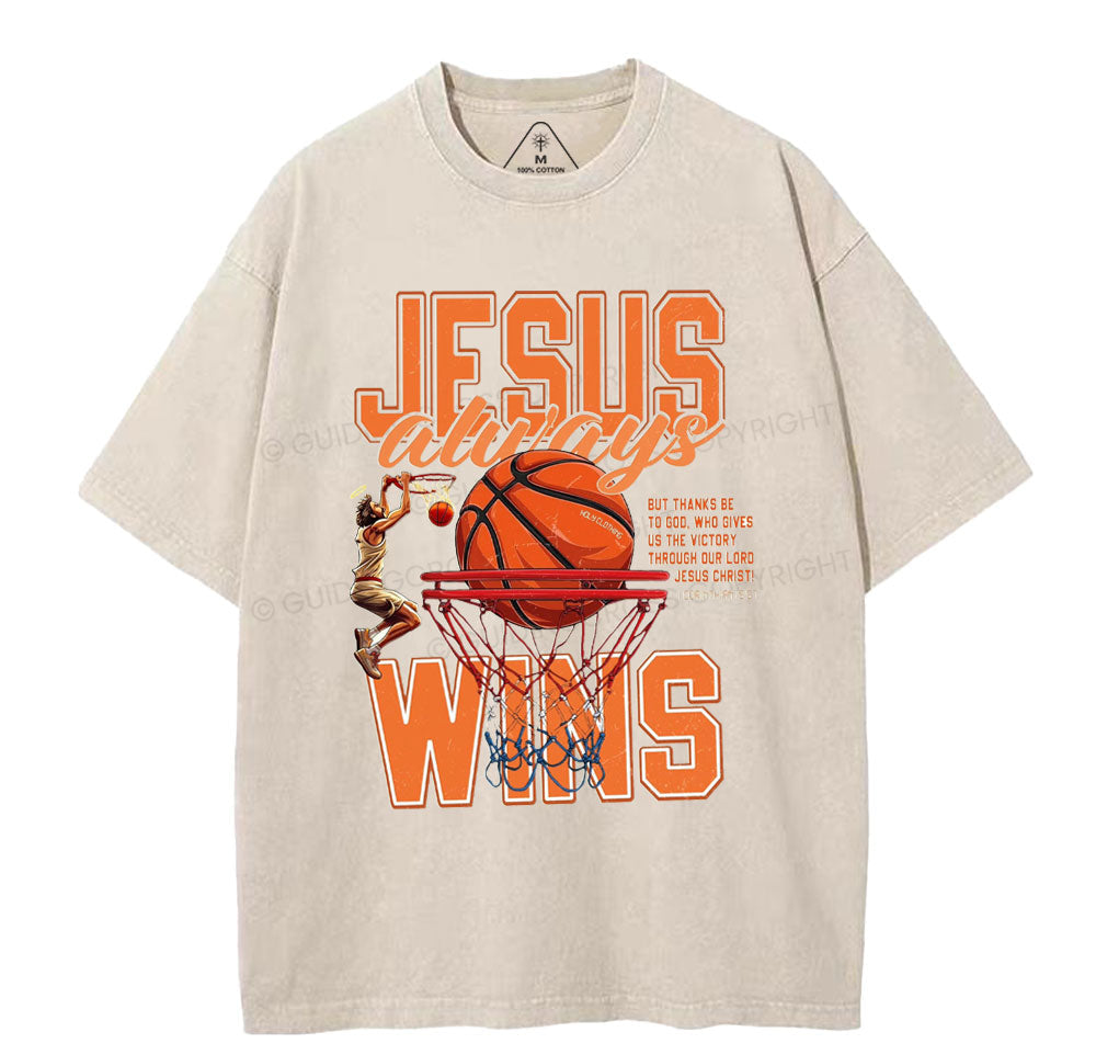 Jesus Wins Christian Washed T-Shirt Sale - GuidingCross
