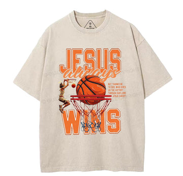 Jesus Wins Christian Washed T-Shirt Sale - GuidingCross