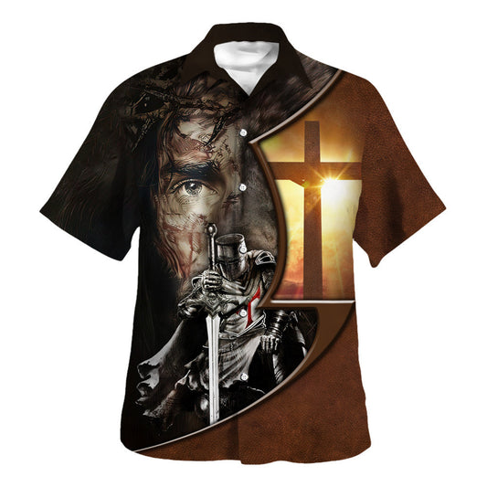 UniJames Jesus A Child Of God A Man Of Faith A Warrior Of Christ Hawaiian Shirt - Christian Hawaiian Shirt - Religious Hawaiian Shirts
