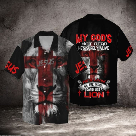UniJames Jesus A Lion My God Not Dead Hawaiian Shirt - Christian Hawaiian Shirts For Men & Women