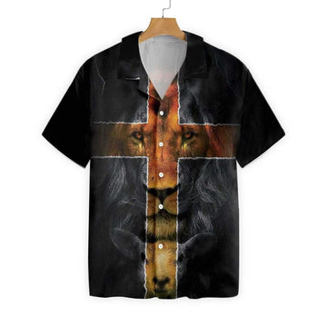 Unique Jesus Amazing Lion And Lamb Christian Cross Hawaiian Shirt